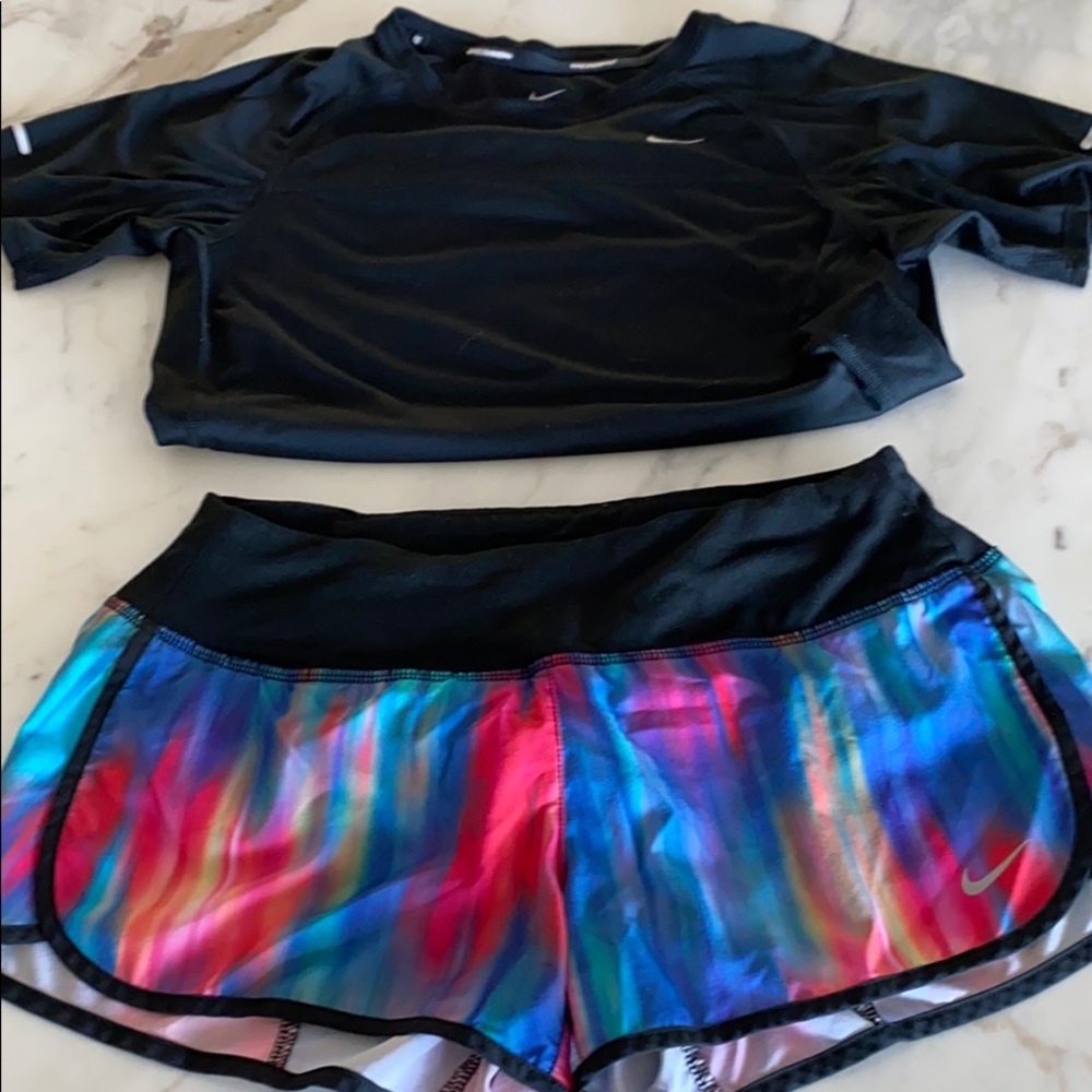 Nike running shorts and running top